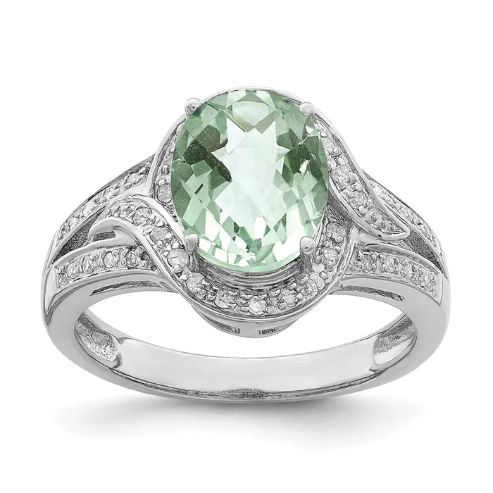 Sterling Silver Rhodium Diamond u0026 CheckerCut Green Quartz Ring Goldia Rings Sterling Silver Rhodium Diamond u0026 CheckerCut Green Quartz Ring Goldia Rings