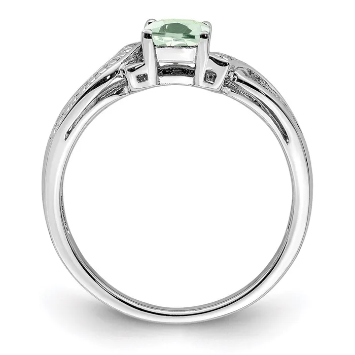 Sterling Silver Rhodium Green Quartz Diamond Ring Goldia Rings
