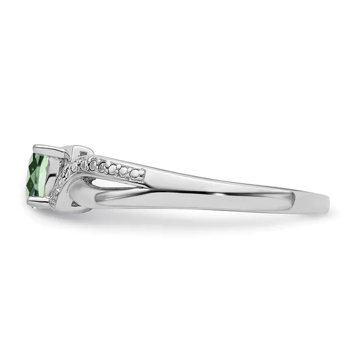 Sterling Silver Rhodium Green Quartz Diamond Ring Goldia Rings
