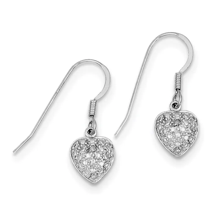 Sterling Silver Rhodium Heart Diamond Earrings Goldia Earrings