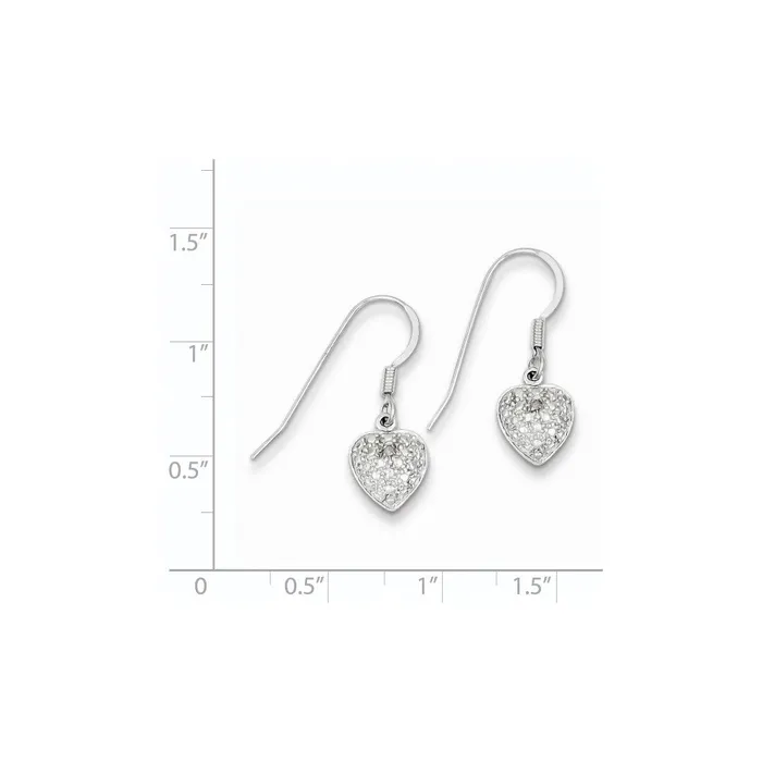 Sterling Silver Rhodium Heart Diamond Earrings Goldia Earrings