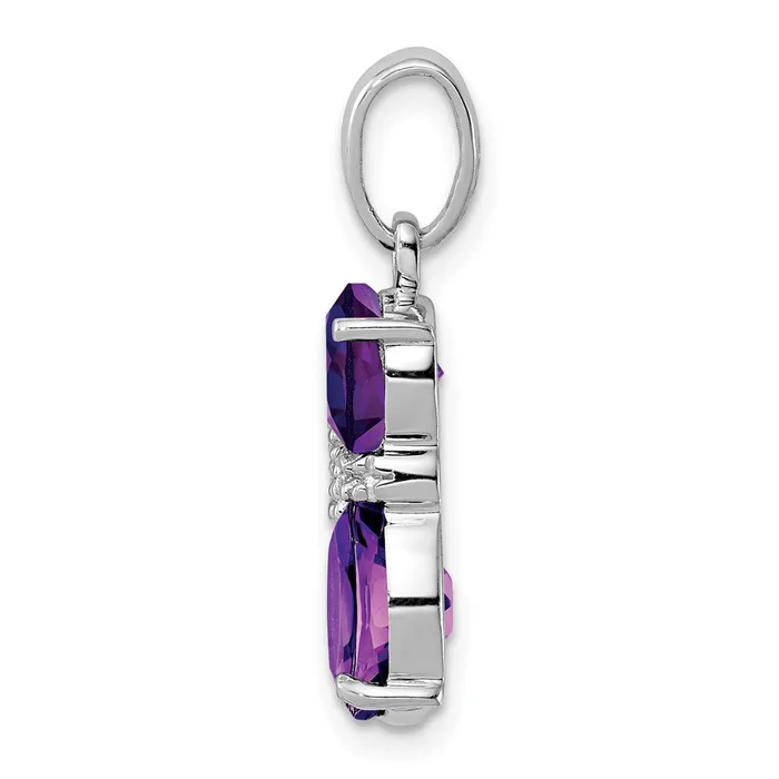 Sterling Silver Rhodiumplated Amethyst and Diamond Cat Pendant Goldia Necklaces