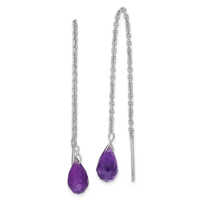 Sterling Silver Rhodiumplated Amethyst Bead Dangle Earrings Goldia Earrings Sterling Silver Rhodiumplated Amethyst Bead Dangle Earrings Goldia Earrings