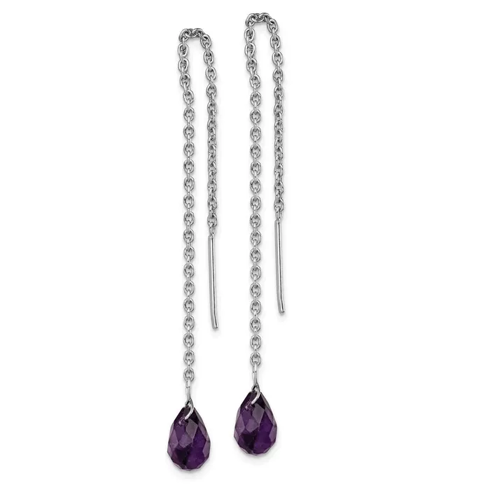 Sterling Silver Rhodiumplated Amethyst Bead Dangle Earrings Goldia Earrings
