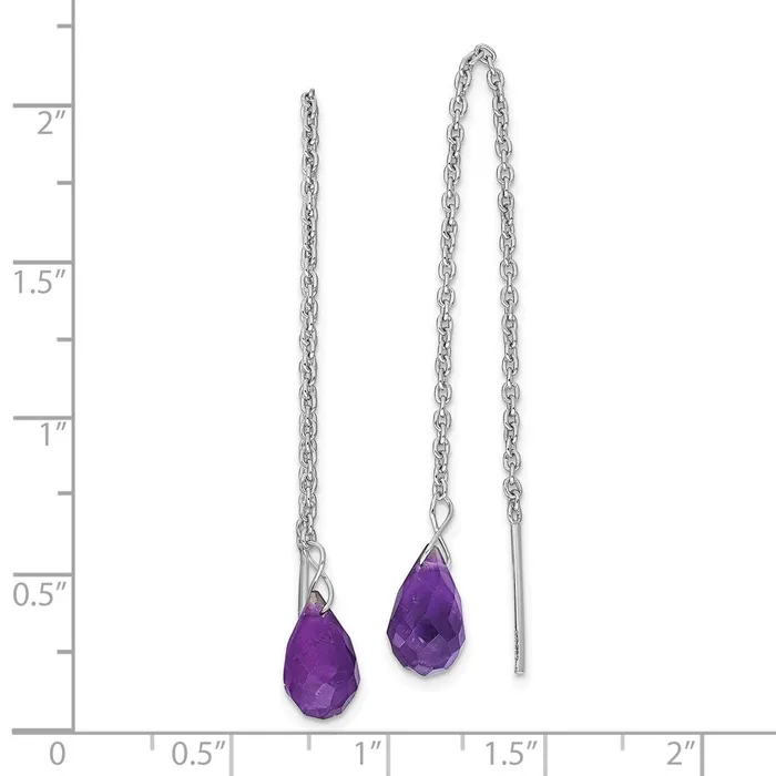 Sterling Silver Rhodiumplated Amethyst Bead Dangle Earrings Goldia Earrings