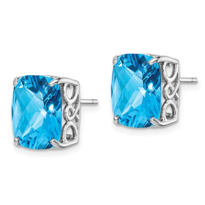 Sterling Silver Rhodiumplated Blue Topaz Earrings Goldia Earrings
