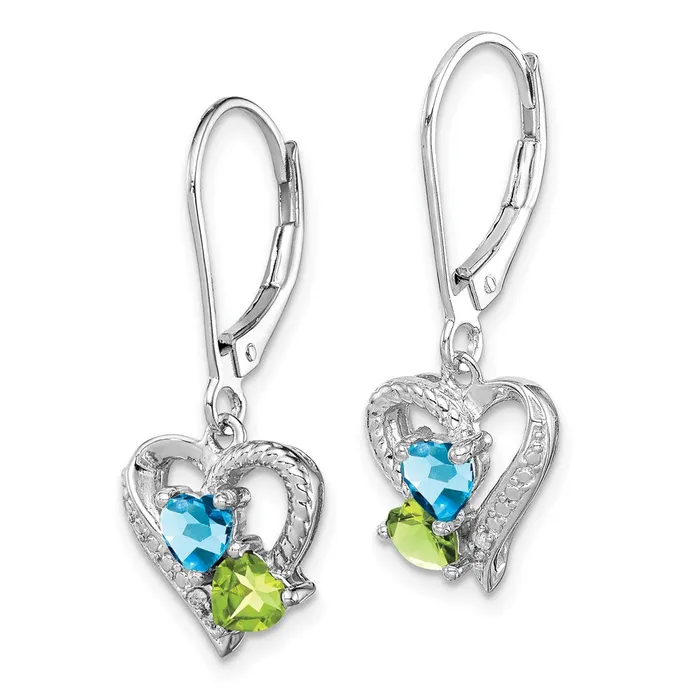 Sterling Silver Rhodiumplated Blue Topaz Peridot Diamond Earrings Goldia Earrings