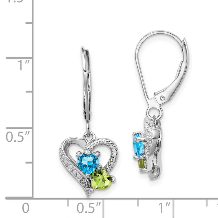 Sterling Silver Rhodiumplated Blue Topaz Peridot Diamond Earrings Goldia Earrings