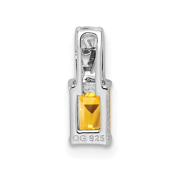 Sterling Silver Rhodium Plated Citrine Rectangle Pendant Goldia Necklaces