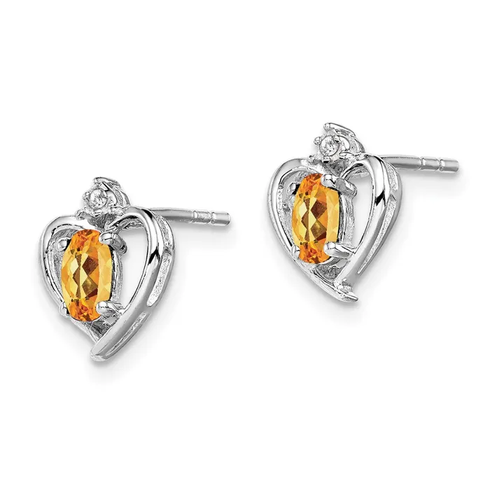 Sterling Silver Rhodiumplated Citrine u0026 Diamond Earrings Goldia Earrings