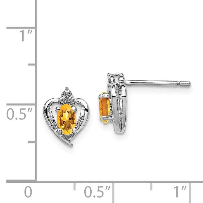 Sterling Silver Rhodiumplated Citrine u0026 Diamond Earrings Goldia Earrings