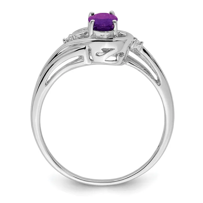 Sterling Silver Rhodiumplated Diamond u0026 Amethyst Ring Goldia Rings