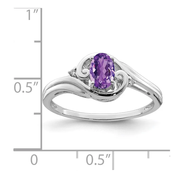 Sterling Silver Rhodiumplated Diamond u0026 Amethyst Ring Goldia Rings