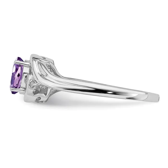 Sterling Silver Rhodiumplated Diamond u0026 Amethyst Ring Goldia Rings