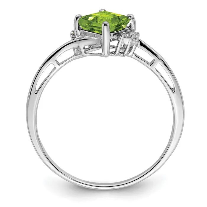 Sterling Silver Rhodium Plated Diamond u0026 Peridot Square Ring Goldia Rings