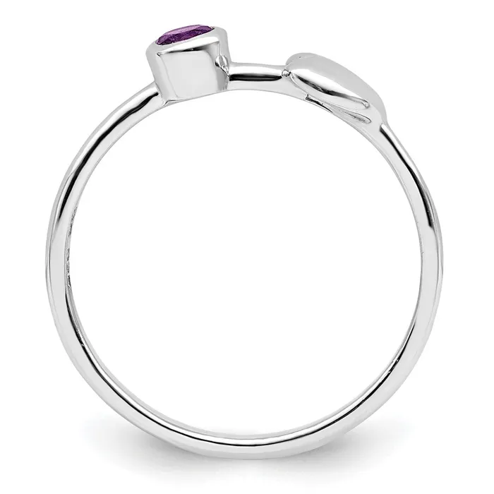 Sterling Silver Rhodiumplated Polished Heart Amethyst Ring Goldia Rings