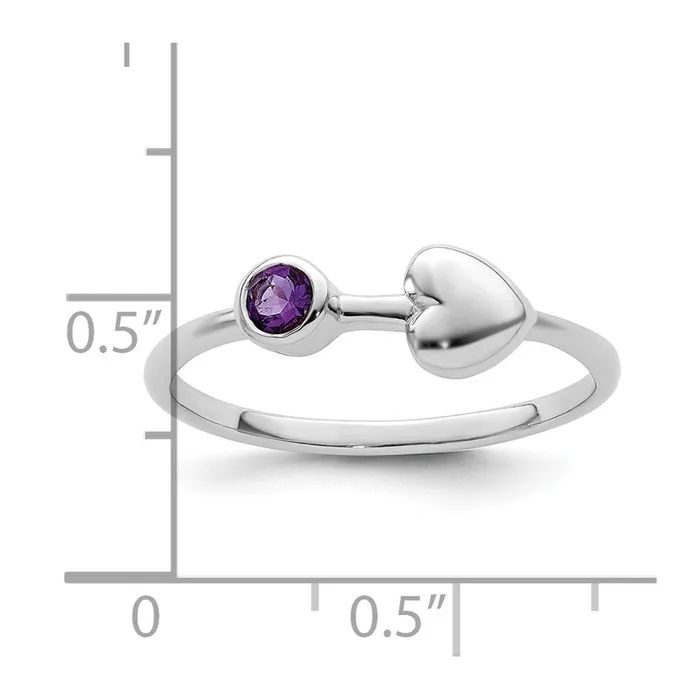 Sterling Silver Rhodiumplated Polished Heart Amethyst Ring Goldia Rings
