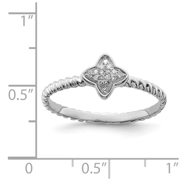 Sterling Silver Rhodium White Diamond Stackable Ring Goldia Rings