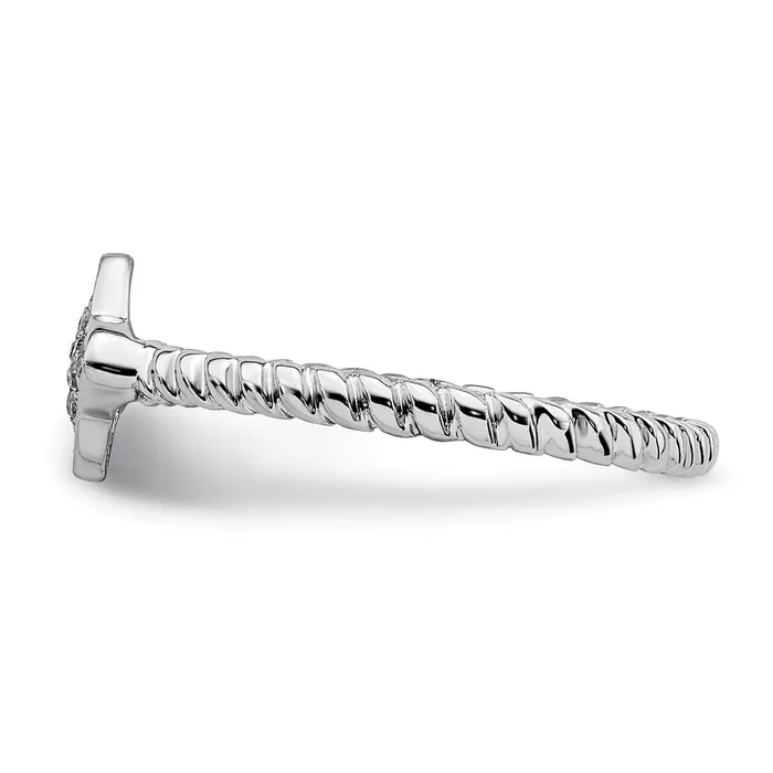 Sterling Silver Rhodium White Diamond Stackable Ring Goldia Rings