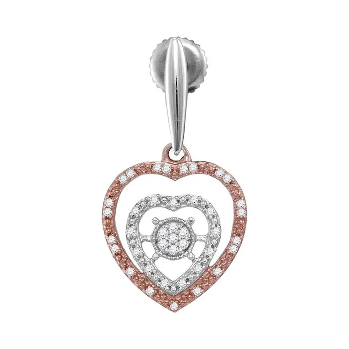 Sterling Silver Round Diamond Rosetone Heart Dangle Earrings 14 Cttw gndatlanta Earrings