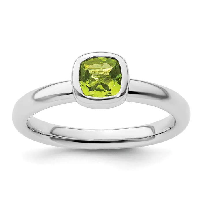 Sterling Silver Stackable Expressions Cushion Cut Peridot Ring Goldia Rings Sterling Silver Stackable Expressions Cushion Cut Peridot Ring Goldia Rings