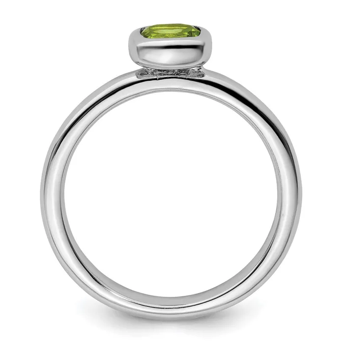 Sterling Silver Stackable Expressions Cushion Cut Peridot Ring Goldia Rings