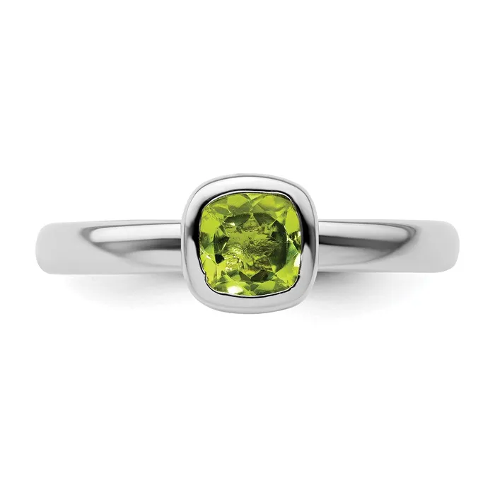 Sterling Silver Stackable Expressions Cushion Cut Peridot Ring Goldia Rings