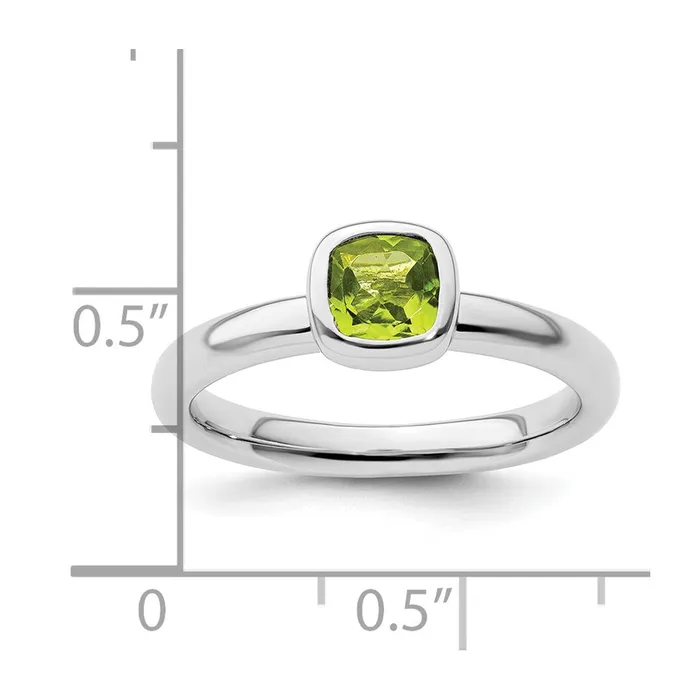 Sterling Silver Stackable Expressions Cushion Cut Peridot Ring Goldia Rings