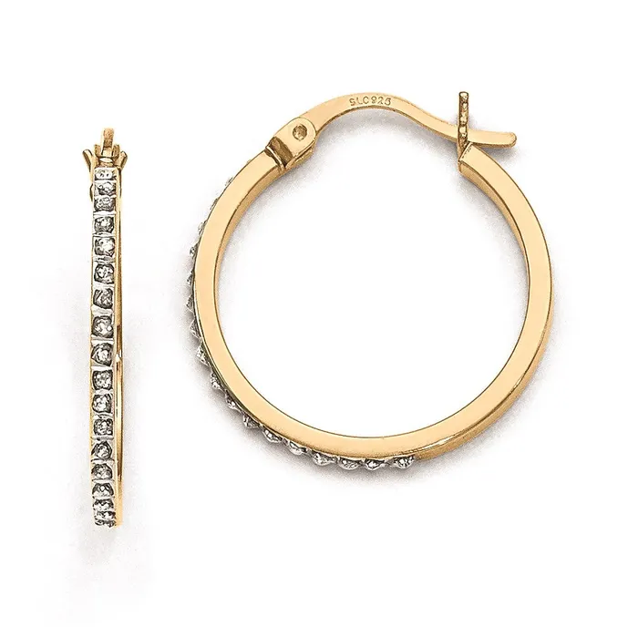 Sterling Silver u0026 Goldplated Diamond Mystique Round Hoop Earrings Goldia Earrings Sterling Silver u0026 Goldplated Diamond Mystique Round Hoop Earrings Goldia Earrings