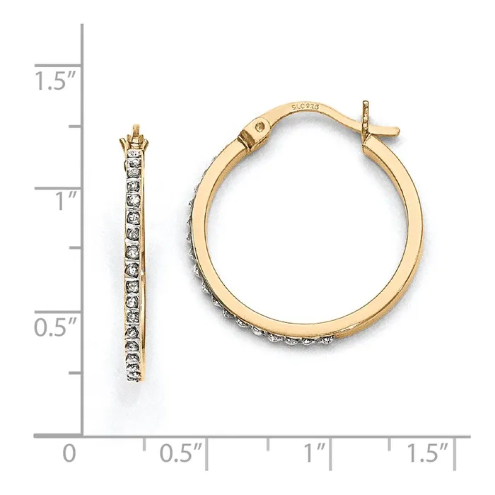 Sterling Silver u0026 Goldplated Diamond Mystique Round Hoop Earrings Goldia Earrings
