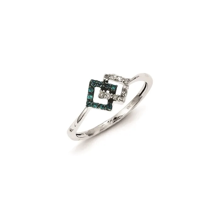 Sterling Silver w Blue and White Diamond Ring Goldia Rings
