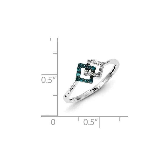 Sterling Silver w Blue and White Diamond Ring Goldia Rings