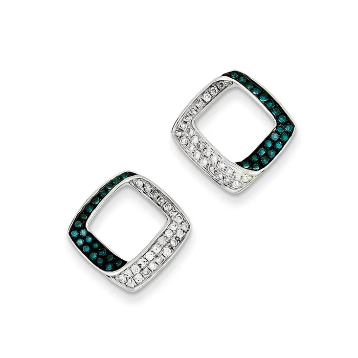 Sterling Silver White u0026 Blue Diamond Square Post Earrings Goldia Earrings Sterling Silver White u0026 Blue Diamond Square Post Earrings Goldia Earrings