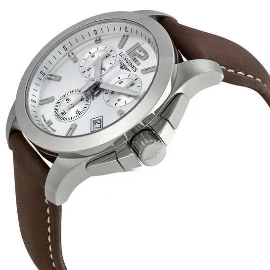 Watches Original Longines Conquest Chronograph Silver Dial Brown Leather Mens Watch L36604765 JMS always Watches Original Longines Conquest Chronograph Silver Dial Brown Leather Mens Watch L36604765 JMS always