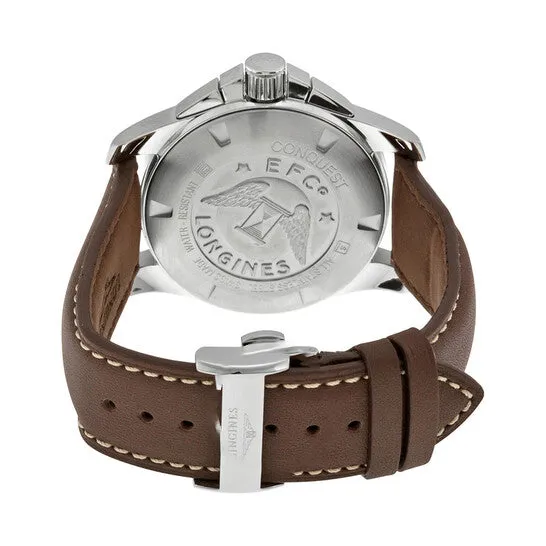 Watches Original Longines Conquest Chronograph Silver Dial Brown Leather Mens Watch L36604765 JMS always Watches Original Longines Conquest Chronograph Silver Dial Brown Leather Mens Watch L36604765 JMS always
